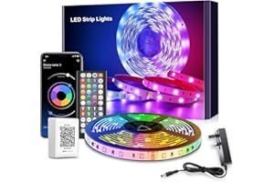 Mexllex LED Strip Lights 5m, RGB Color Changing Led Strip 5m with Remote Control, Music Sync Led Lights for Bedroom Kids Room Ceiling Kitchen Party