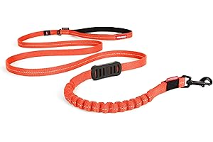 EZYDOG Zero Shock LITE Dog Lead | Zero Shock Technology, Shock-Absorbing, 1.2m, Small Dogs, Medium Dogs, Large Dogs, Comfortable Padded Handle, Traffic Control, 48 inches (Orange)