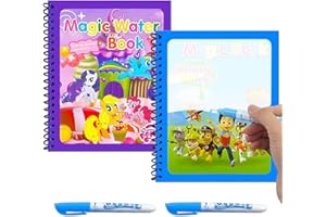 VAVICRAP Wassermalbuch Kinder, 2 Stück Wiederverwendbares Buch mit Wasserstift, Magisches Wasser Malbuch Wasserbuch für Kinder, Zeichnung Spielzeug für Jungen und Mädchen Geschenk