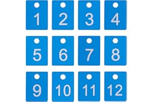 STAYMAX Etiquetas de plástico ABS numeradas rectangulares etiquetas de identificación con número de disco con agujero (1-50, azul)