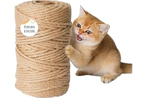 LIBERSHINE Corda per Tiragraffi 6mm X 100m, Corda Canapa, per Riparazione e Sostituzione di Gatto Scratching Pilastro, Gatto Albero, Gatto Graffiare Pad, Decorazione della Casa e del Giardino