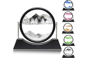 Liangding Cuadros de Arena Giratorios, Pintura de Arena 3D, Paisaje de Arena 3D Dinámico Redondo, Arte de Arena en Movimiento Decoración Oficina Salón, Regalos para Niños Adultos (Gris, 7")