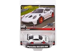 Hot Wheels Premium Porsche 911 GT3 RS , 1:43rd Scale Vehicle, Officially Licensed Replicas for Adult Collectors, Real Riders Tires, Metal/Metal Body & Chassis, HWT03