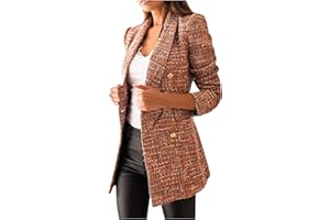 GENERIC Veste Blazer Femme 2023, Femme Élégant Blazer à Manches Longues Impression Slim Fit OL Bureau Affaires Veste De Costume Devant Ouvert Manteau Cardigan Blouson Jacket avec Boutons