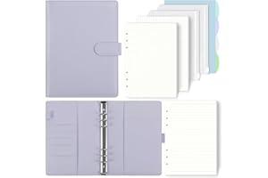‎SKYDUE SKYDUE A5 Ringbuch, Ringbuch A5 Nachfüllbar,135 Blätter Nachfüllpapier, Notizbuch Mit Bindertaschen, a5 Binder Für Schulnotizen Und Reisetagebücher (Hellviolett)