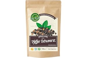 ‎EAT WELL PREMIUM FOODS Eat Well Schwarzer Pfeffer Ganz - 1 kg |Pfeffer Gewürz zum Kochen und Verfeinern von Speisen | Grill und BBQ Gewürze | Grobe Pfefferkörner im Wiederverschließbarem Aromabeutel