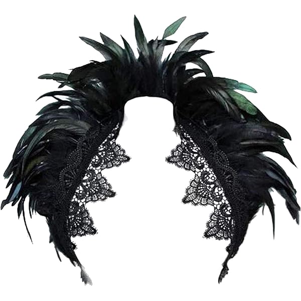 Gants En Dentelle Noire Avec Plumes - 2 Pièces - Sans Doigts - Pour Soirée, Bal, Cosplay, Fête - Élégant Et Féminin