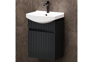 ‎PLANETMÖBEL Planetmöbel Waschbecken mit Unterschrank 45 cm inkl. Keramikwaschbecken, Gäste WC Waschtischunterschrank, anthrazit matt