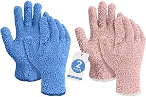 Migliore Wear 2 Pairs Microfiber Dusting Gloves, Household Cleaning Gloves Plant, No Scratching Dust Gloves, Duster Cleaner Tool for Blind, Leaf, Lamp Polishing