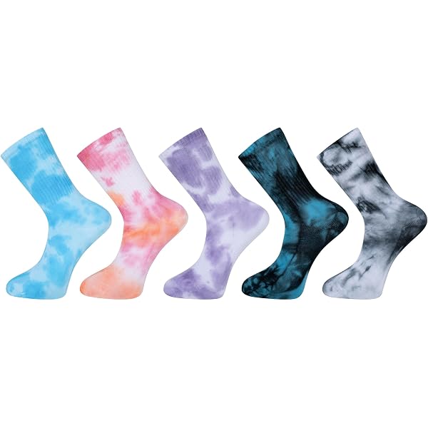 5 Paia Di Calzini Tie Dye Donna E Uomo | Calzini Colorati Alla Moda | Calze Alte Traspiranti In Cotone