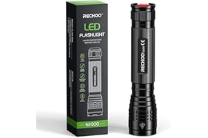RECHOO LED Torch, 3000 Lumen Super Bright Torches - 3 Modes, Long Working Time, Zoomable and IP67 Waterproof - Powerful Flashlight for Fishing Camping Emergency