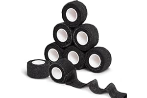GTAGKOMMEN 8 Rollos （Negro crossfit ）2.5cm*4.5M tape crossfit ，200% Estire venda cohesiva ，vendas autoadhesivas Para, deportes, venda elastica adhesiva envoltorios, mascotas. tape vendaje deportivo