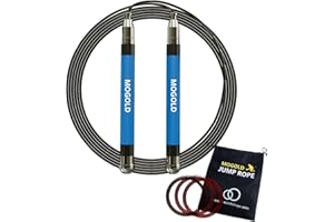 MOGOLD Crossfit Skipping Rope for Men/Women/Kids, Free Screw Design, Dual Bearings, Durable Silicone and Metal Handle with 4 Speeds, Perfect for Boxing, MMA, Double Unders