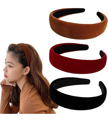 4 Fasce Per Capelli In Velluto Nero – Tesa Larga Antiscivolo, Retrò, Accessori Donna Per Capelli
