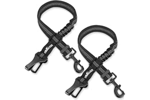 Hundegurt fürs Auto 2 Stück, Tavaler Anschnallgurt Hund für Kleine/Große Hunde, Sicherheitsgurt für Einstellbarer Lang und Kurz, Hundeanschnaller Kofferraum, Rückbank Isofix