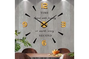 Vangold Nowoczesny Mute DIY Bezramowy Duży Zegar Ścienny 3D Naklejka lustrzana Metal Duże zegarki Home Office Dekoracje