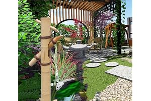 Bambu vattenfontän – japansk zen trädgårdsdamm funktion med gungpump för lugn vattenlandskap dekoration