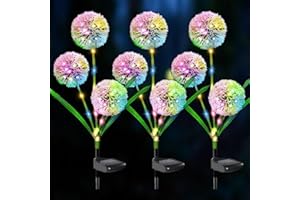 SHAREMI Solar Garden Lights Outdoor, 3 Pack Waterproof Dandelion Flowers Lamps with Colourful LED Lights, Solar Garden Ornaments for Yard, Pathway, Lawn, Landscape Decoration Gardening Gifts