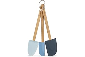 Culinare Naturals C70018 Juego de Espátulas para Cocina 3 Piezas, Bambú Sostenible/Silicona, 30cm, Cucharas para Cocinar/Hornear/Preparar Alimentos