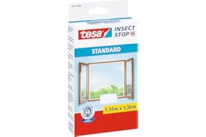 tesa Insect Stop Malla Mosquitera STANDARD para Ventanas - Mosquitera Autoadhesiva - Recortable al Tamaño Deseado - Blanca, 110 cm x 130 cm