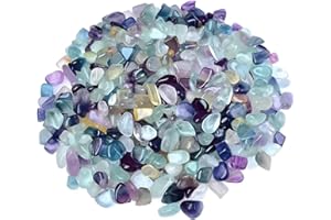 Canollo 100g Muggelsteine Bunt Kinder, Glassteine Bunt, Glassteine Deko, Dekosteine für Vasen 7-9mm, Premium Glasnuggets Deko, Muggelsteine Bunte, Mosaiksteine zum Basteln (Bunte Fluorit)