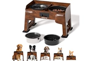 Gardner Pet Comedero Elevado para Perro con 5 Alturas Ajustables, Comedero de Acero Inoxidable Antivuelco y Antiglotón con 2 Boles de 1.6L, Ideal para Perros Medianos y Grandes