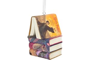Hallmark Harry Potter Libros Apilados con Varita Adorno de Navidad, decoración de Harry Potter, Adorno Colgante de Navidad, Regalos para Navidad
