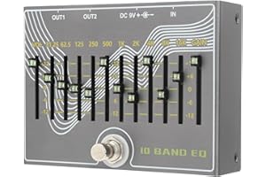 Odorkle DC 9V Equalizzatore Portatile a 10 Bande True Bypass Design Equalizzatore per Chitarra Forniture per Strumenti Musicali 300mA