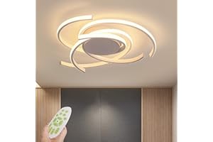 minifair Moderne LED-dimmbare Deckenleuchte mit Fernbedienung Kücheninsel Lampe Esstisch Kreative Spirale Blumenform Design Metall Acryl Decke Kronleuchter Beleuchtung, Weiß