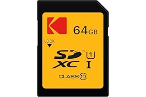 Kodak SD-Karte 64 GB UHS-I U1 V10 SDHC/XC – Speicherkarte, Lesegeschwindigkeit 85 MB/s Max – Schreibgeschwindigkeit 25 MB/s Max – Speicherung von Full-HD-Videos und hochauflösenden Fotos – SD Card