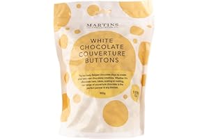 MARTIN’S CHOCOLATIER Martin's Chocolatier White Belgian Chocolate Buttons 900g, Couverture Callets for Chocolate Fountain, Baking and Fondue
