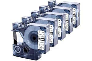 UPWINNING Dymo Rhino Band Industrie 18444 - Cinta de vinilo permanente (12 mm x 5,5 m, 5 unidades), color blanco