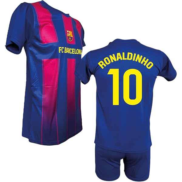 Maglia Barcellona Ronaldinho 10 Home Ufficiale 2024/2025 - Prodotto Autorizzato, Taglie Adulto E Bambino, 100% Poliestere, Personalizzabile
