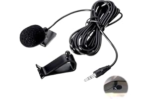 HSTIALVING Microphone Stéréo de Voiture Micro Externe 3,5 mm Compatible avec JVC Kenwood Sony Alpine pour Unité Principale de Véhicule Bluetooth Stéréo Radio DVD avec Câble de 3,0 M Plug and Play