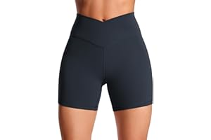 CRZ YOGA Femme Butterluxe Croisement Taille Haute Entraînement Yoga Motarde Shorts - 13cm