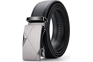 Oyifan Black Leather Belts for Men, Auto Sliding Ratchet Belts Dress Casual BeltsComfort Click Belts