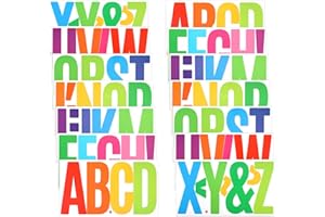 GOSKNOR 14 Feuilles 76pcs Grandes Lettres Autocollantes, 15,24 cm en Vinyle Majuscules Auto-Adhésifs Imperméables pour Décoration Murale (Coloré)