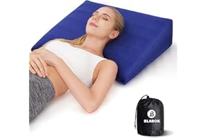 BLABOK Keilkissen, Dreieckskissen, Matratzenkeil orthopädisches Rückenlehnen-Lesekissen, aufblasbarer Bettkeil zum Schlafen, Reisen(Blau)