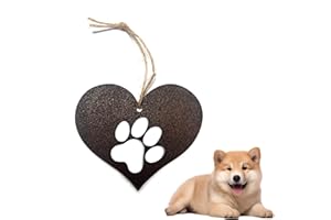 QACUU Heart Shaped Iron Pet Memorial Plaque with Paw Cut-Out Pet, dog bereavement cards, Dog Bereavement Gift and Remembrance Keepsake, Soft Sympathy Gift for Garden or Indoor Display