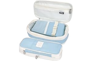 HMIEPRS Pudełka na ołówek o dużej pojemności, Rozkładane etui szkolne, Organizator biurowy, Wielofunkcyjne etui dla młodzieży uczniów Dorośli, niebieski, plecaki szkolne