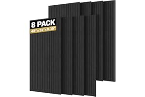 TONOR 8 Pack Large Acoustic Panels,47.2'' x 23.6'' x 0.35'' Acoustical Wall Panel, Self-Adhesive Sound Proof Panels, Decorative Soundproof Wall Panels for Echo Absorption for Home Studio Office, Black
