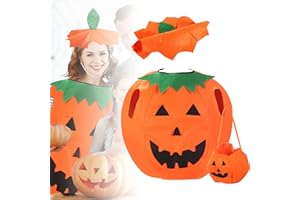 HXIZMY Halloween Costume da zucca per adulti:set di costumi da zucca - la scelta migliore per il carnevale di Halloween - viene fornito con cappello da zucca e sacchetto di zucca