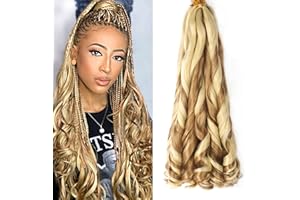 AINIMIU 8 Packs French Curly Braiding Hair 22 Inch Loose Wave Spiral Curly Crochet Hair for Black Women Pre Stretched Braiding Hair with Curly Ends (22 inch, 27-613)