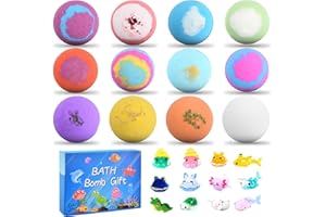 Ecofocet 12 Pezzi Set Regalo di Bombe da Bagno, Naturali Bombe da Bagno per Bambini con Sorpresa all'interno, Fizzies da Spa, Aromaterapia con Oli Essenziali, Regalo per Ragazze e Ragazzi (Blu)