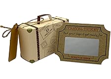 Surprise Mini Suitcase Scratch and Reveal Holiday Travel Ticket Greetings Card Gift bundle (DIY). Perfect for Valentine, birt