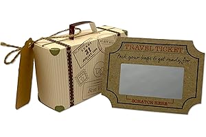 THE UK FACTORY Surprise Mini Suitcase Scratch and Reveal Holiday Travel Ticket Greetings Card Gift bundle (DIY). Perfect for Valentine, birthday, family trip away!