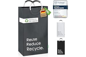 COTTARA® Pfandflaschen Sammelbehälter xxl – Pfandbehälter verschließbar aus recyceltem Material – Flaschensammler Leergut zur Flaschenaufbewahrung oder recycling Behälter – grau 75L