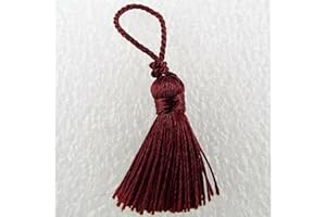 TURNER BROWNE CRAFTS 19 COLOUR 35mm 40mm Length Shiny Rayon Small Mini Keys Gifts BUY 4 8 Tassels 032, 12 Burgundy, Pack of 4