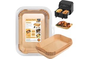 HORJOR Papel Freidora Aire 100 Piezas Rectangulares 22x14CM Accesorios Freidora de Aire, Antiadherente Papel Horno Freidora Aire para Ninja Foodi DZ201 DZ401 Dual Air Fryer