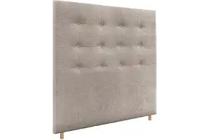 DHOME Cabecero Capitoné hasta el Suelo Cabezal 8cm tapizado ACUALINE Tela y Polipiel para Cama Dormitorio (150x120cm (150), Tela Beige)